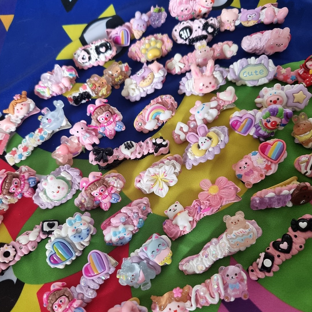 Beginner's Decoden Hairclips (Pink/Purple Shades!)