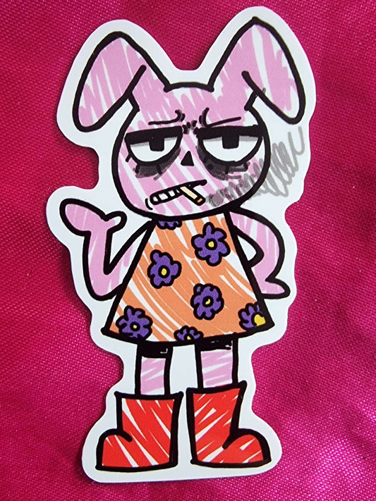 Grumpy Rabbit Villager Vinyl Sticker